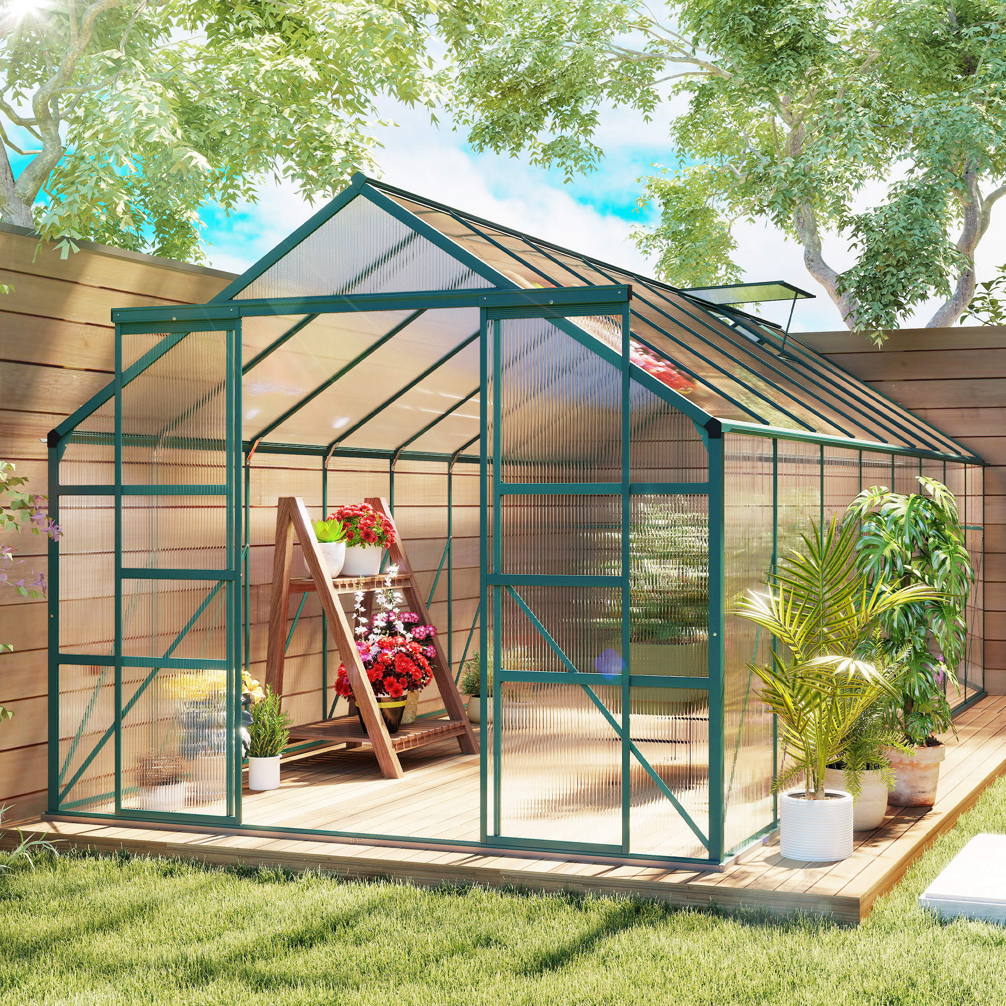 16x8 Aluminum Greenhouse Kit - Year-Round Growing with Adjustable Vents & Rain Gutters